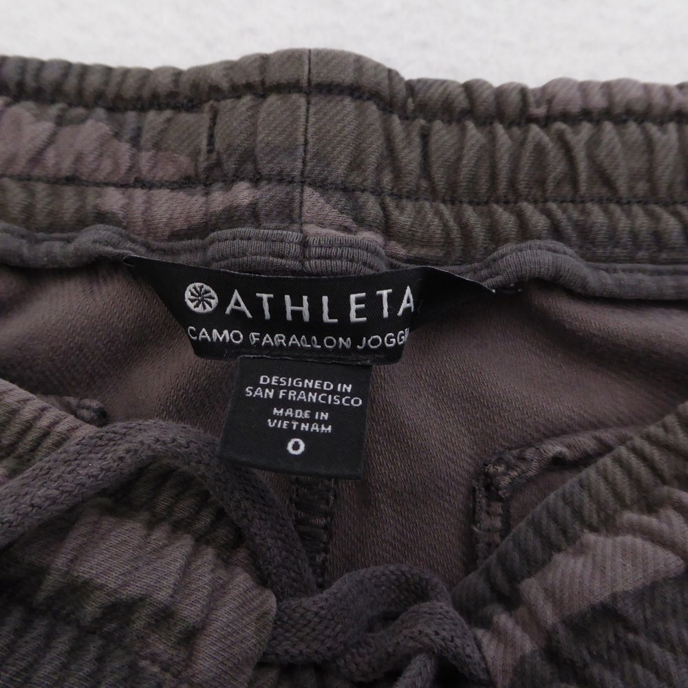 Athleta Farallon Joggers Camo Brown Elastic Waist Drawstring Women's Size 0 - Picture 9 of 11